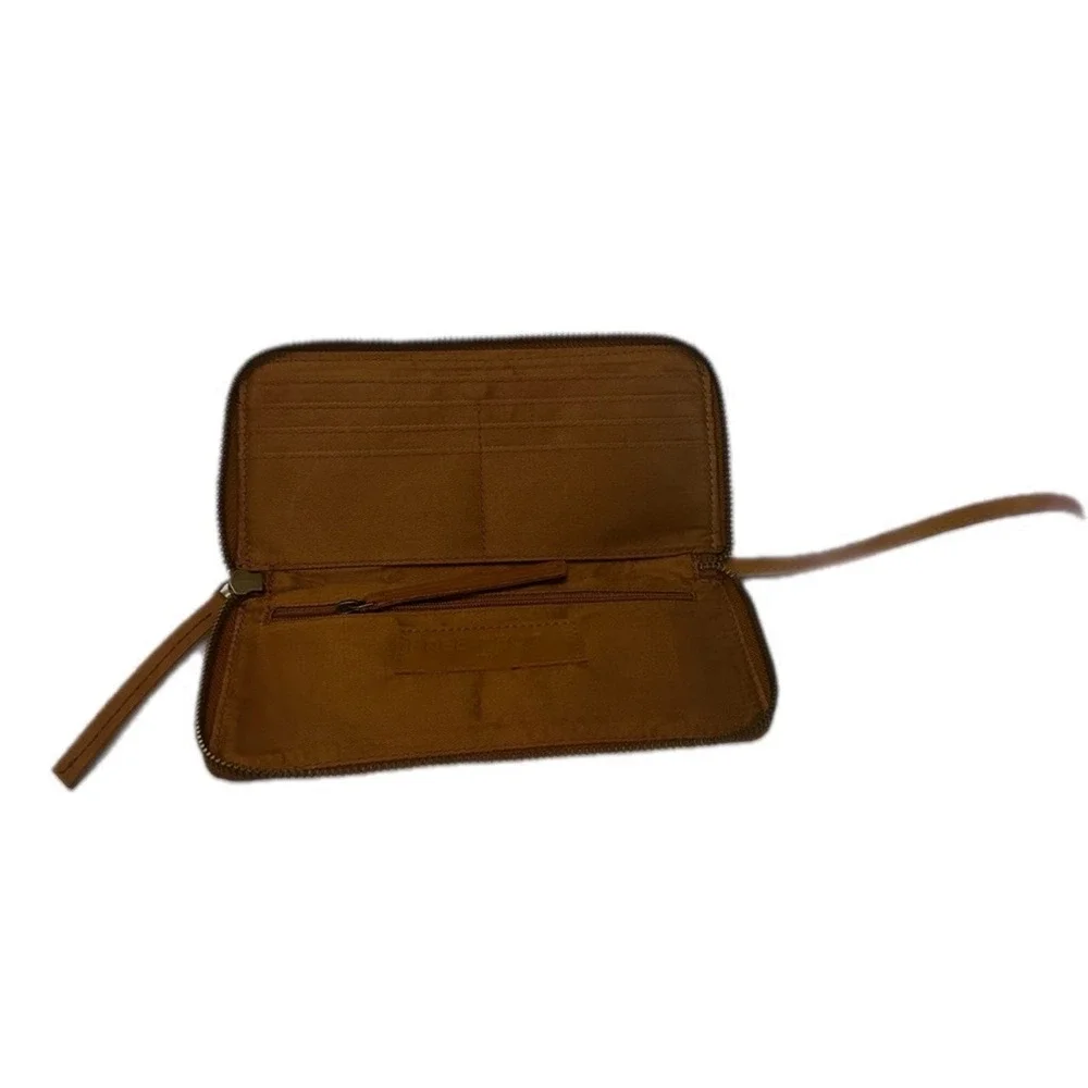 Free People Distressed Vegan‎ leather Wallet/ Wristlet brown- NWT